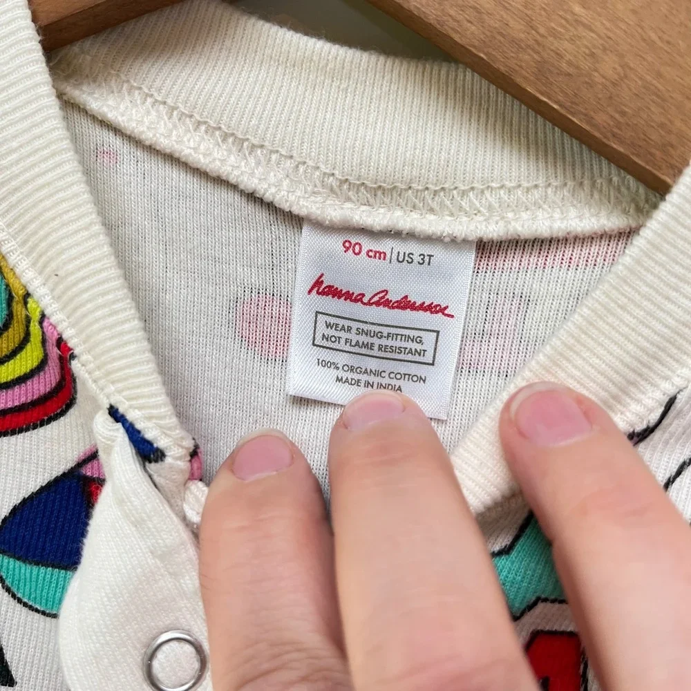 Hanna Andersson Kids 3T Fa La La Holiday MCM‎ Organic Cotton Zip Pajama Sleeper